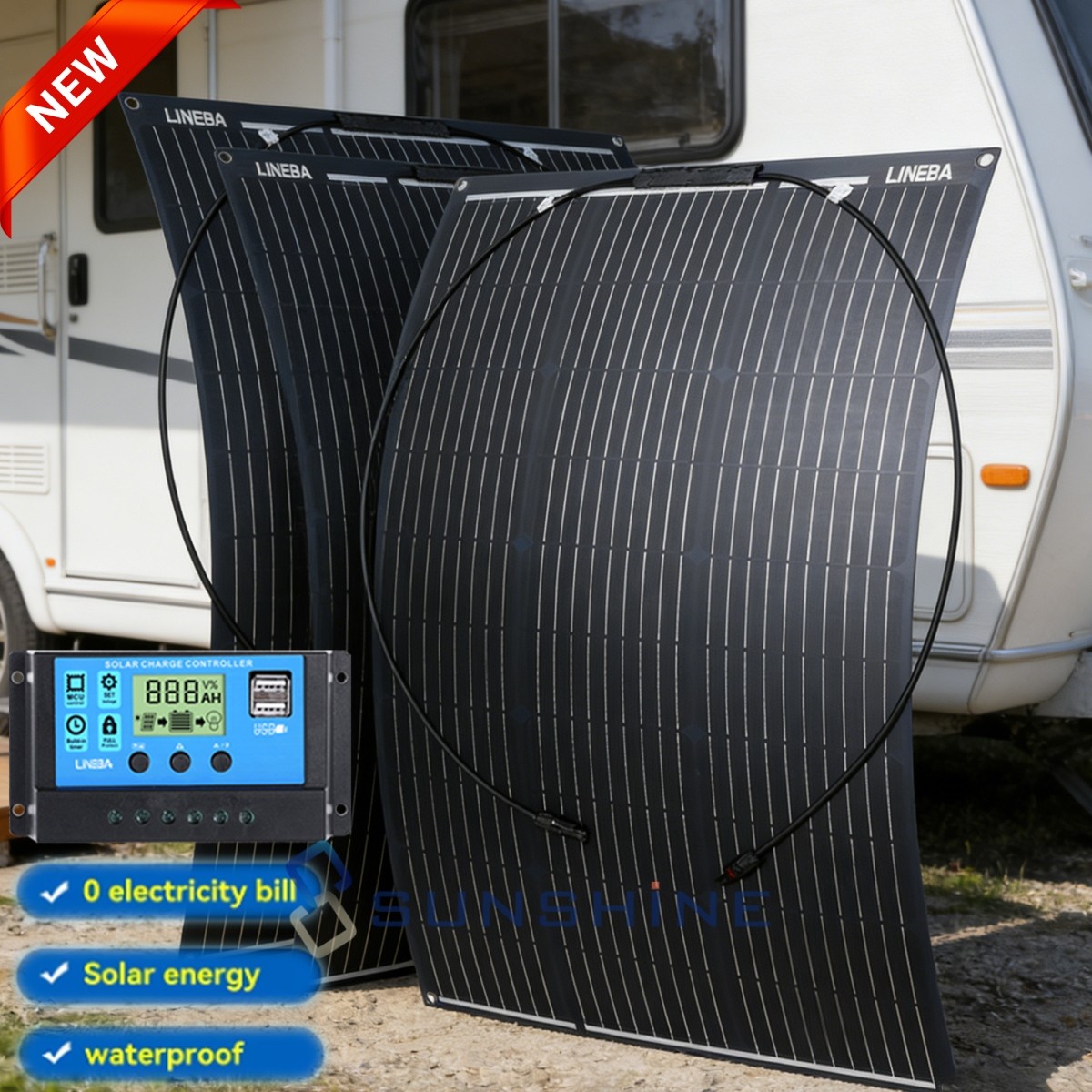 18V 400W 200W Mono Solar Panel N-Type 12BB Power RV Camping Home Boat Off Grid
