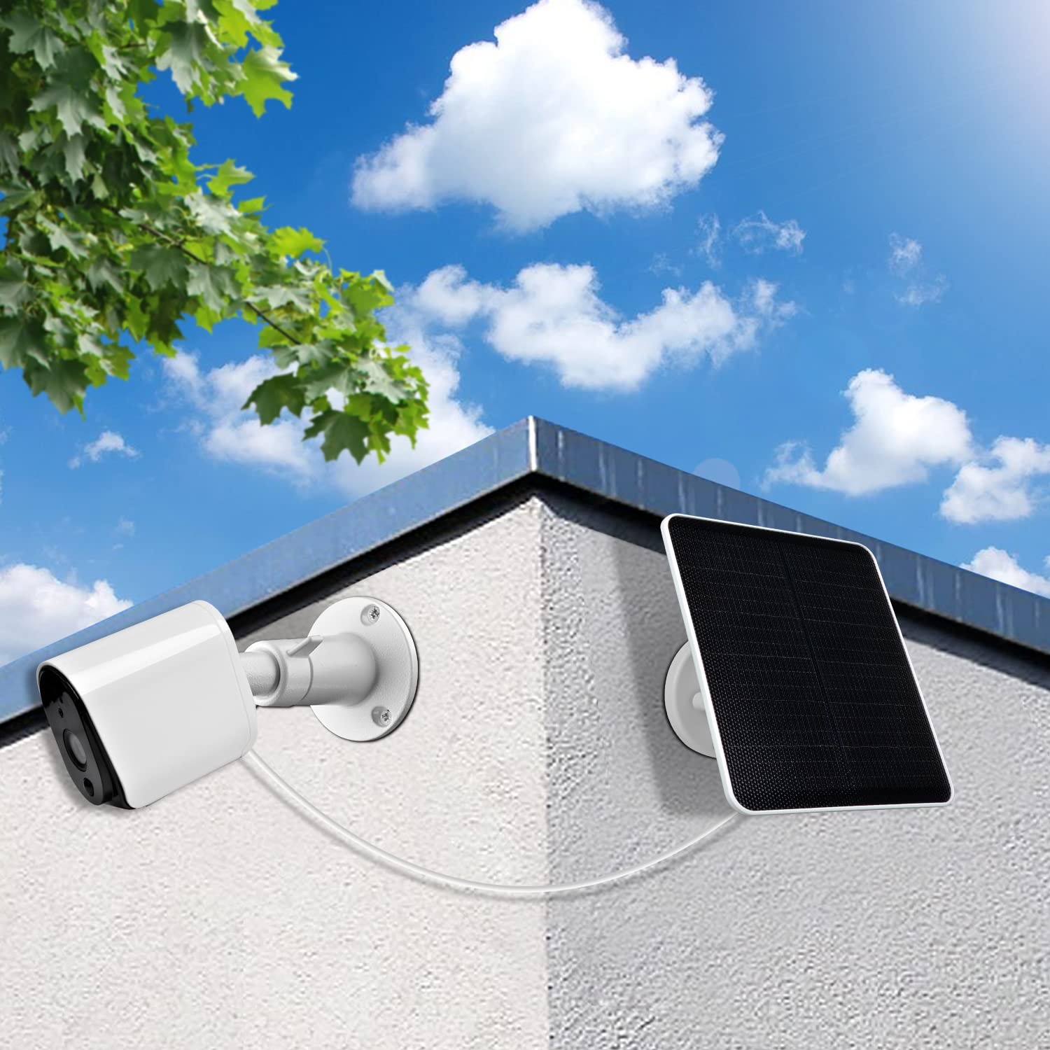 Solar Panel for Security Camera, 6W Solar Panel with Micro USB & USB-C Port,C…