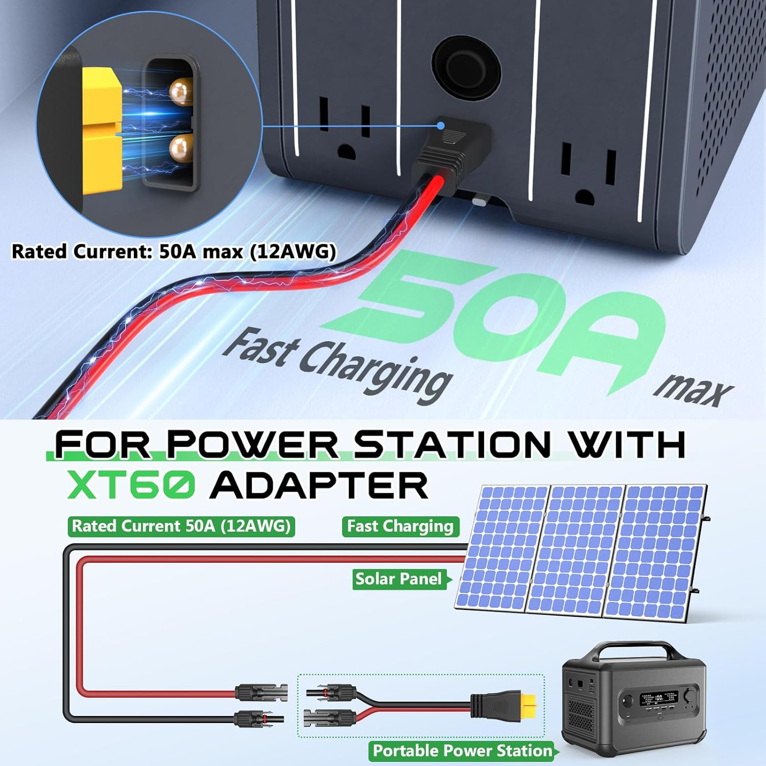 Solar to XT60 Solar Cable (10AWG-25FT)