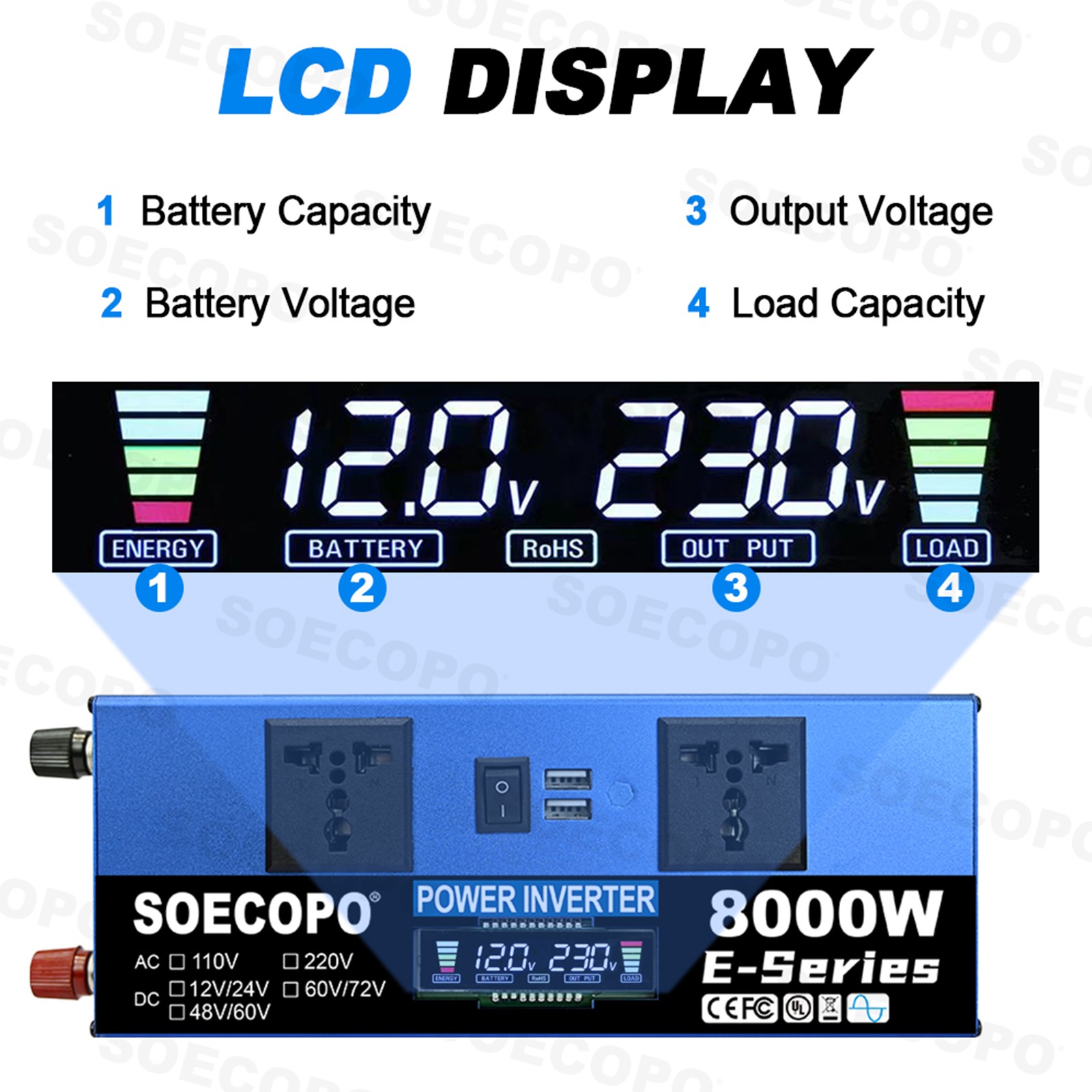 8000W Off-Grid Solar (12V/24V to 110V/220V) 2pcs Solar Panels,Charge Controller