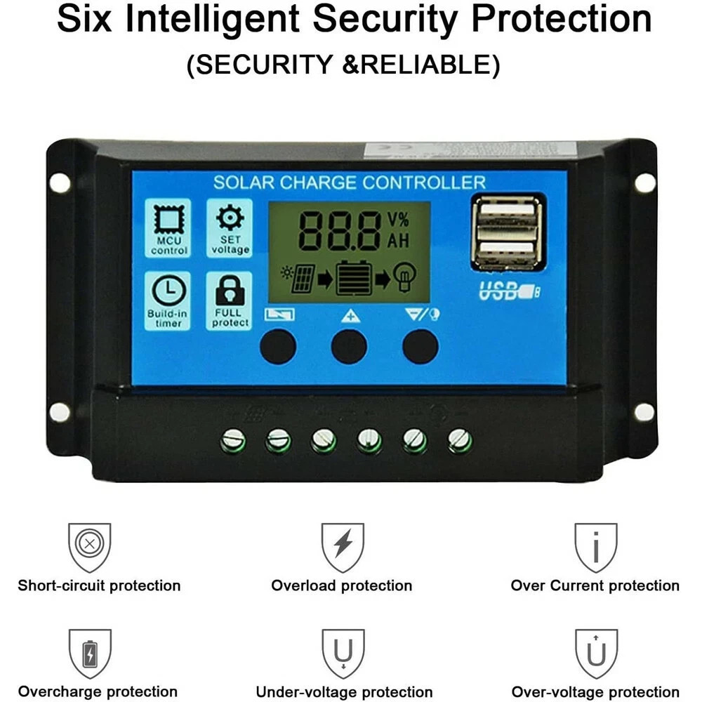 MPPT Solar Panel Regulator Charge Controller Auto Focus Tracking 30-100A 12V/24V