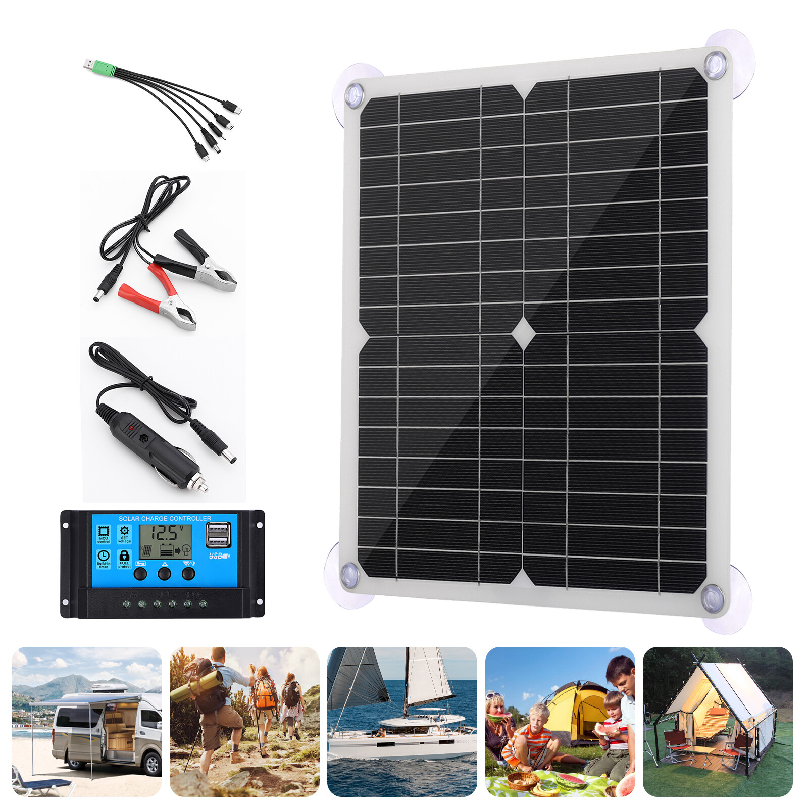 200W Solar Panel 12 Volt Trickle Battery Charger For Caravan Car Van Boat Kits
