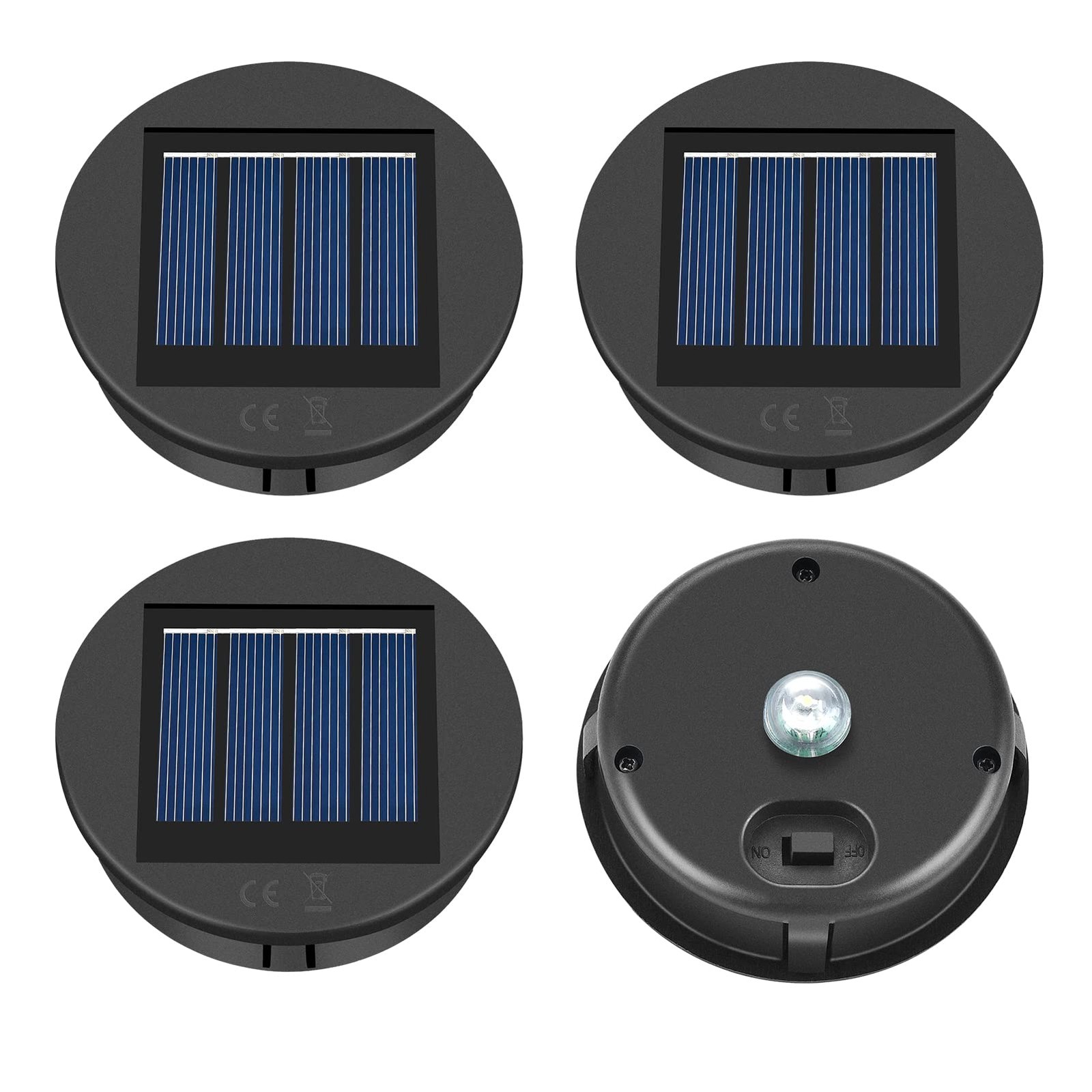 ELUTENG Solar Light Replacement Top 4 Pack (Top Size 3.15 inch, Bottom Size 2.83