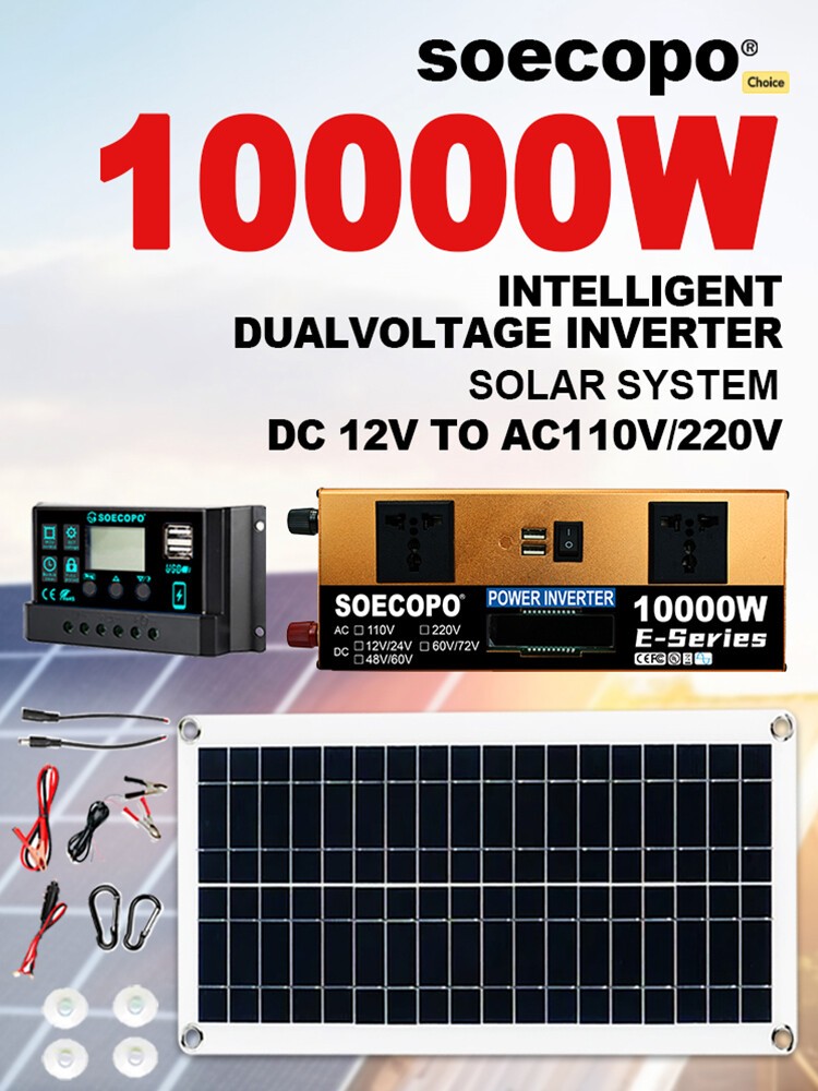 10000W Power Inverter Solar Generator With 200W Solar Panel Home Complete Set6B