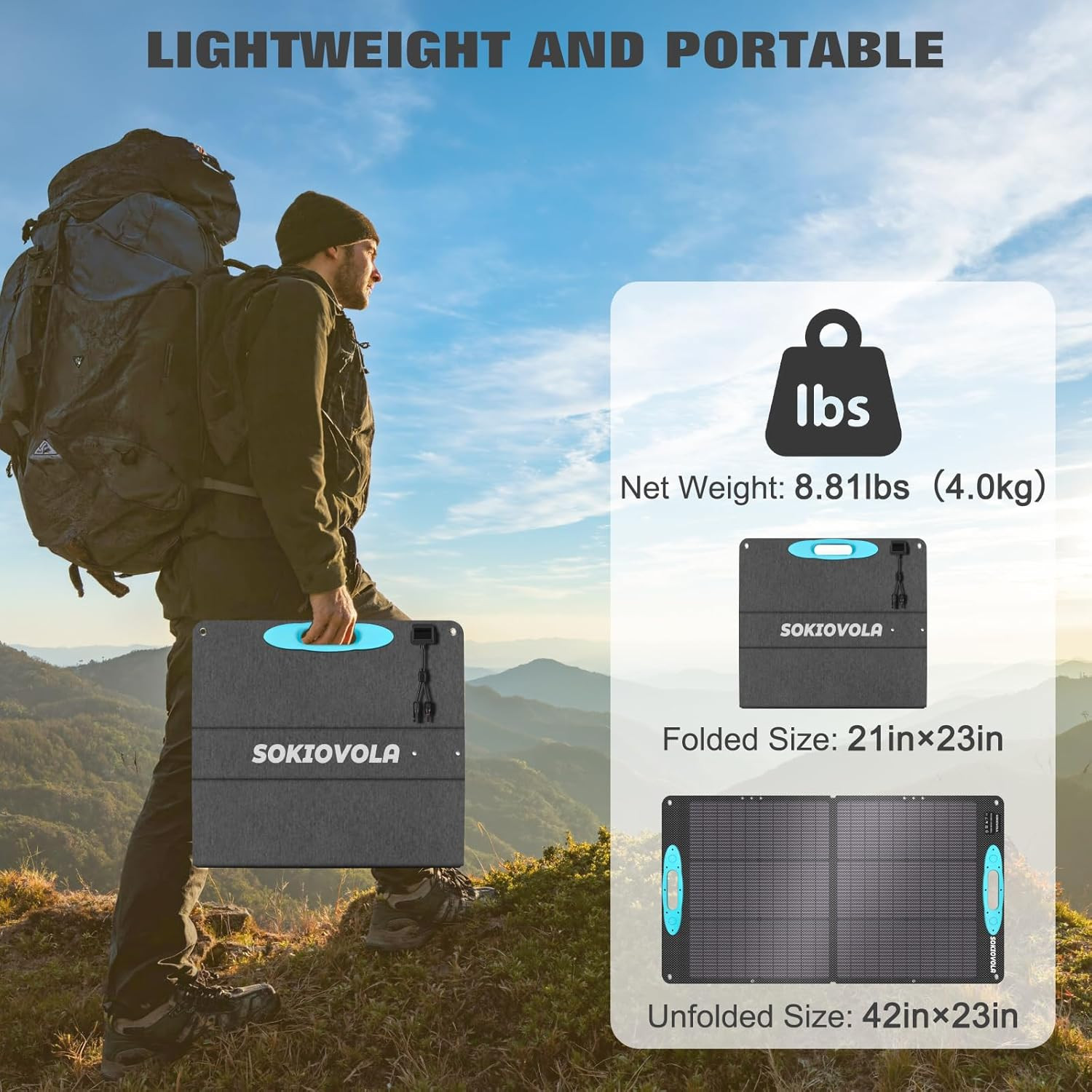 100W Portable Foldable Solar Panel ETFE IP68 Waterproof Charger Power Station RV
