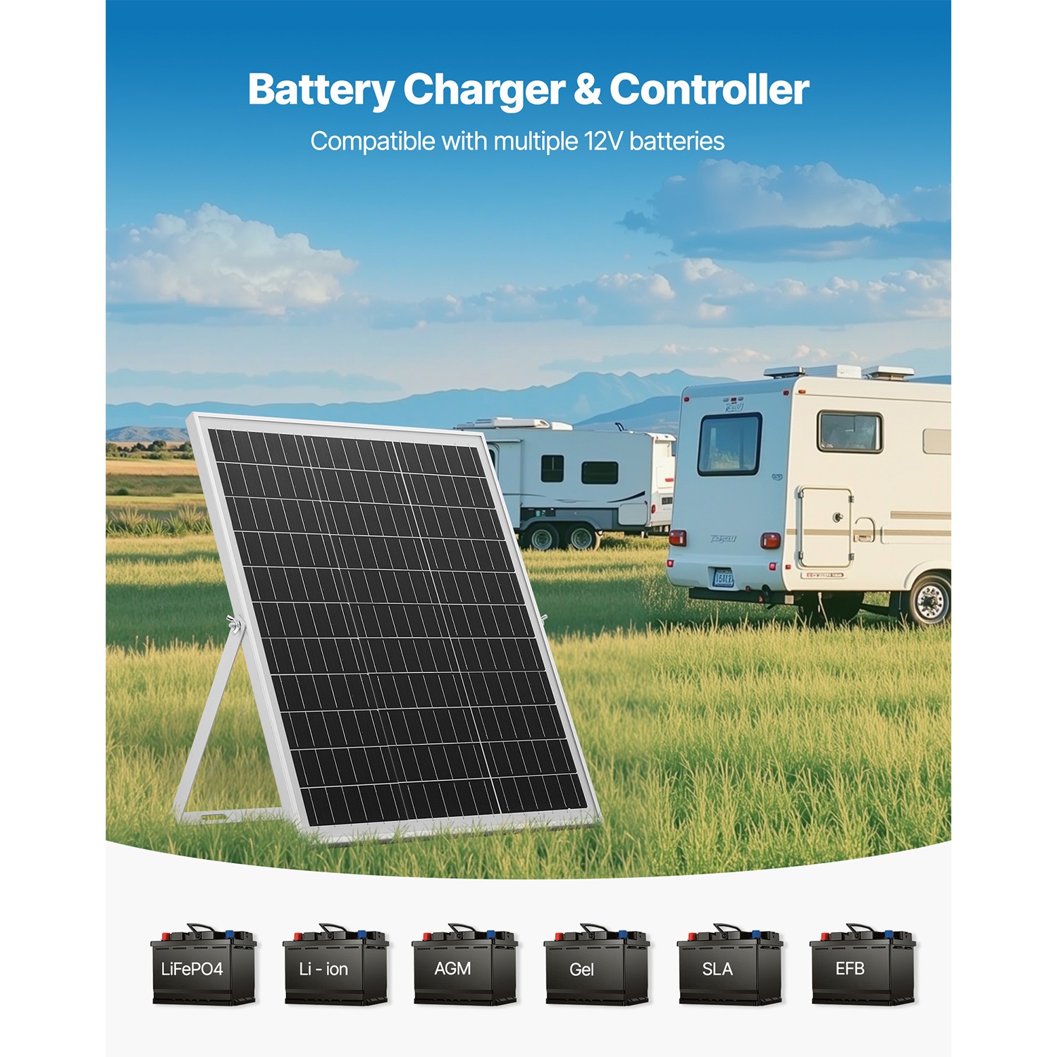 Uimoso 25W 12V Solar Battery Charger Maintainer with MPPT Controller