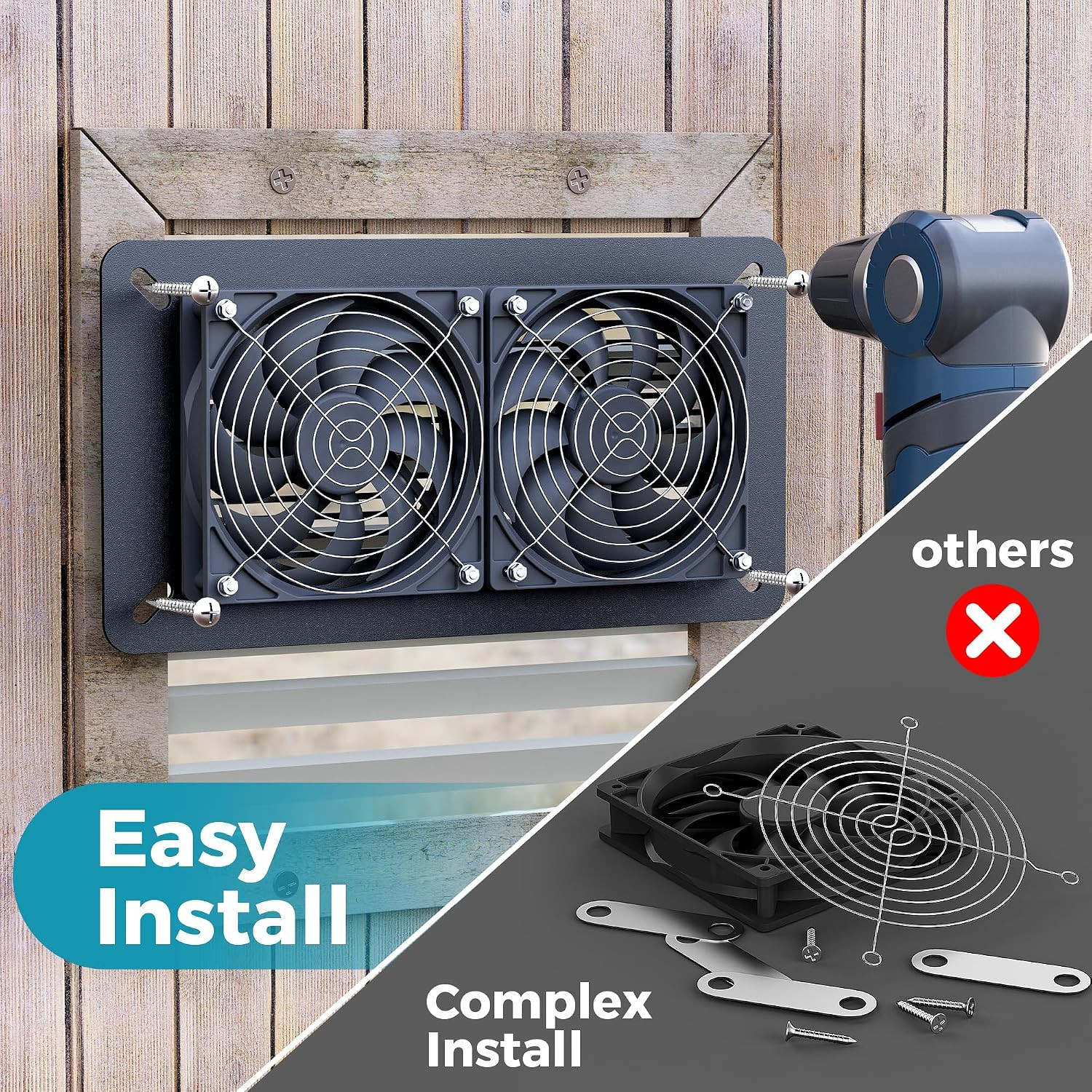 Solar Fan Kit for Chicken Coop – Two IP65 Waterproof 5″ Solar Powered Fans – Out