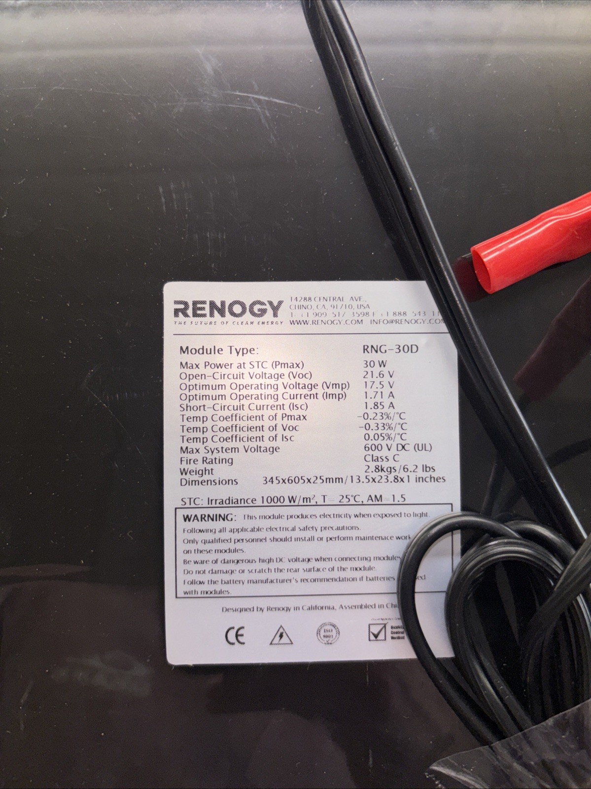 Renogy Mono crystalline Solar Panel Kit Module RNG-30D