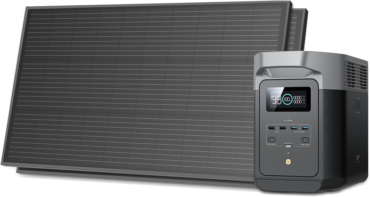 1024Wh LiFePO4 (LFP) Battery, 1800W AC/100W USB-C Output, Solar Generator