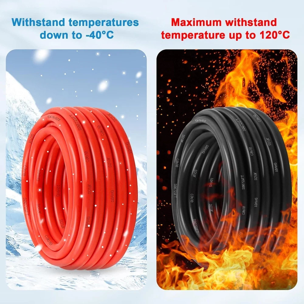 10 AWG Solar Panel Wire 200Ft Tinned Copper Extension Cable for RV & Marine