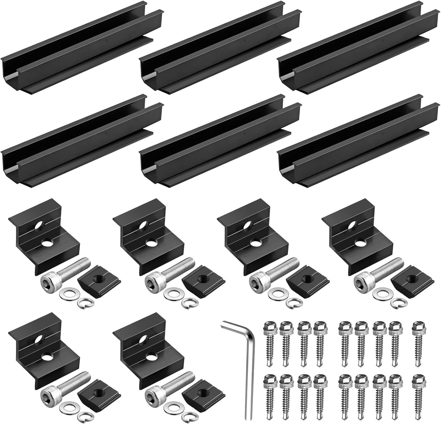 Solar Panel Bracket Kit, 6 Pcs 7.87 in Aluminium Solar Panel Mounting Rail 30Mm