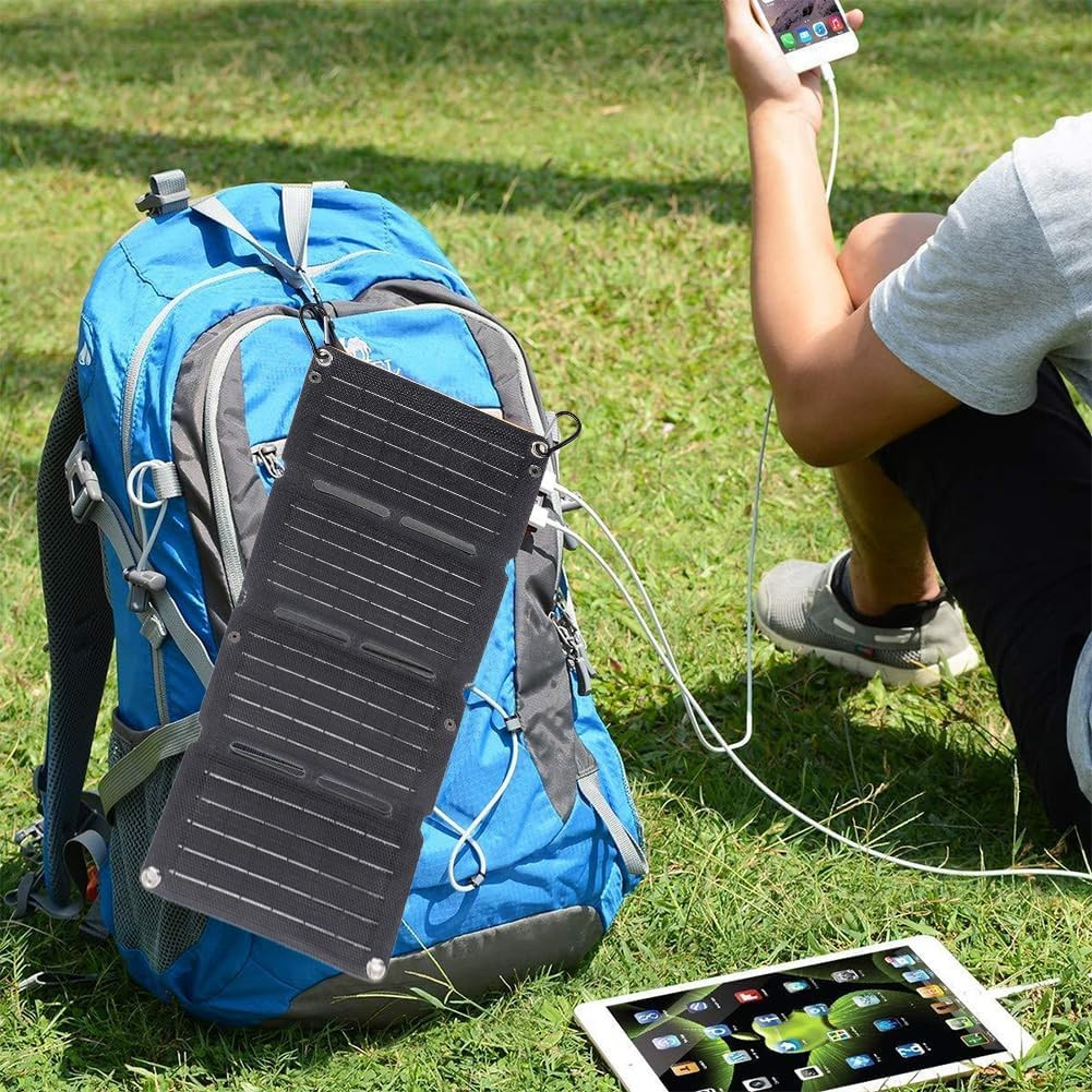 10W Foldable Solar Panel Charger USB 5V Power Bank Waterproof for Camping Hiking