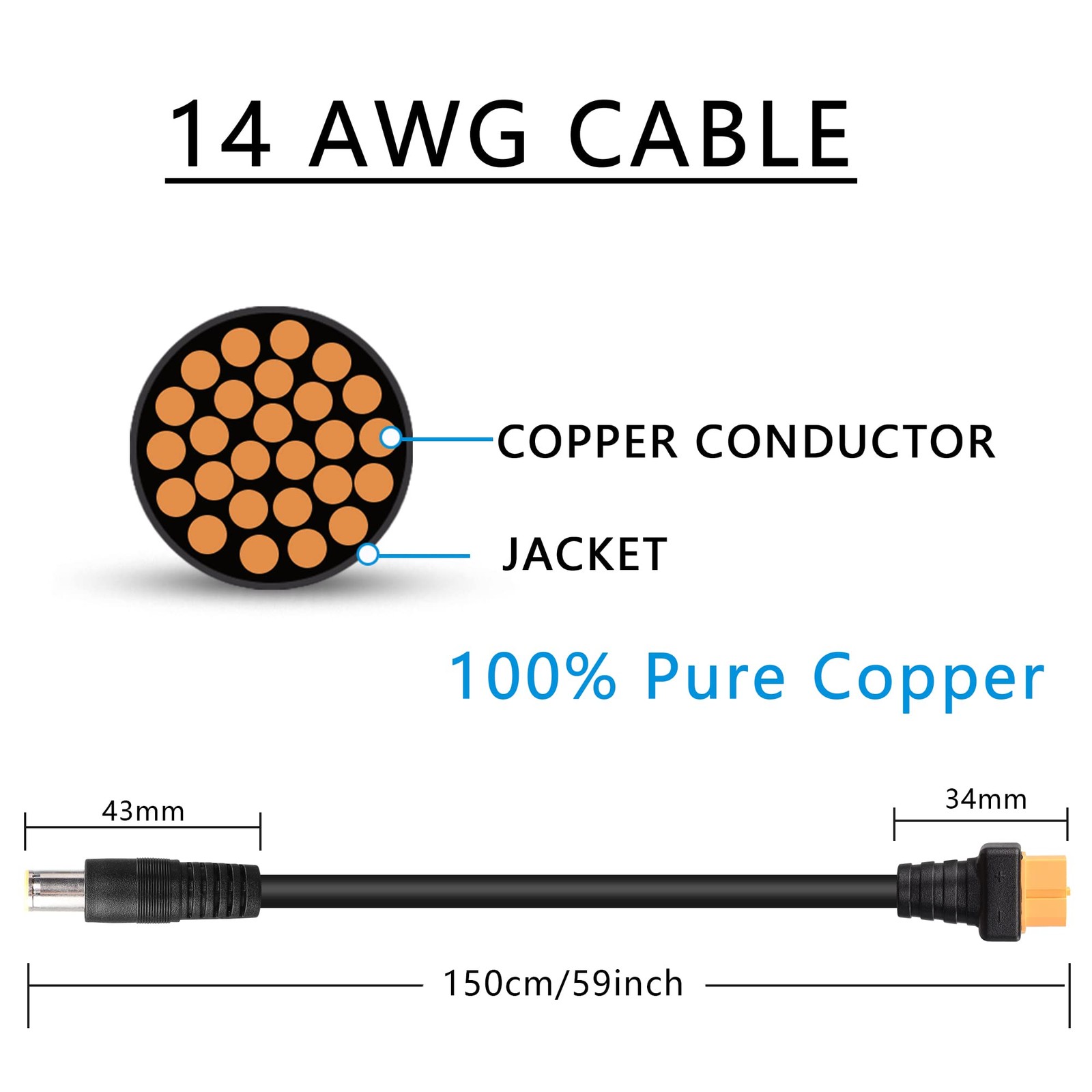 DC 8mm to XT60 Power Cable 14AWG DC 7909 Male to XT60 Female Adapter Cable fo…