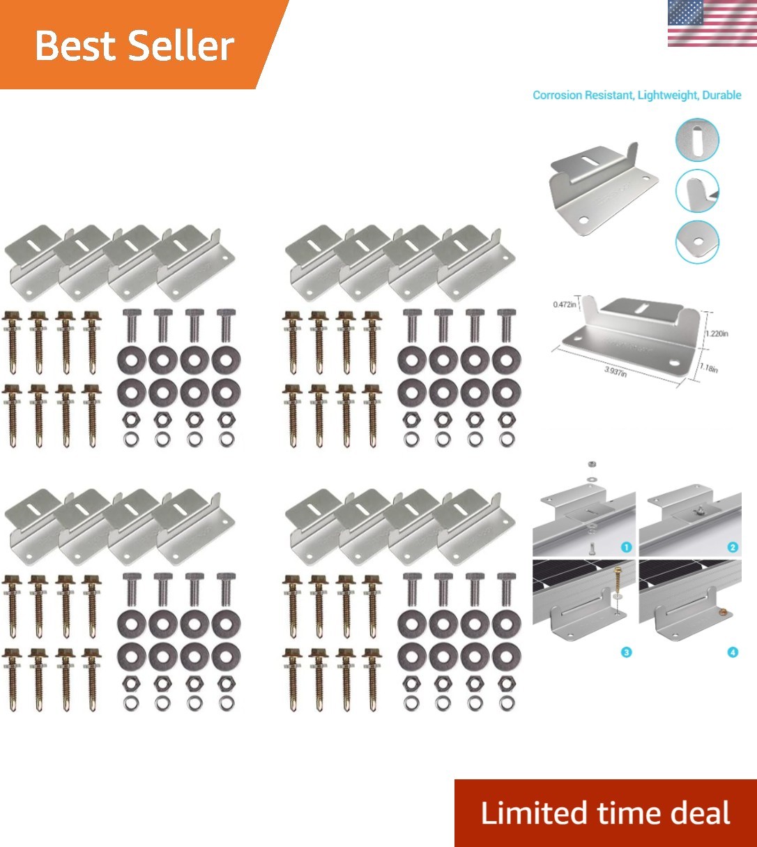 Corrosion-Free Aluminum Solar Z Bracket Set – Perfect for Off-Grid Installations