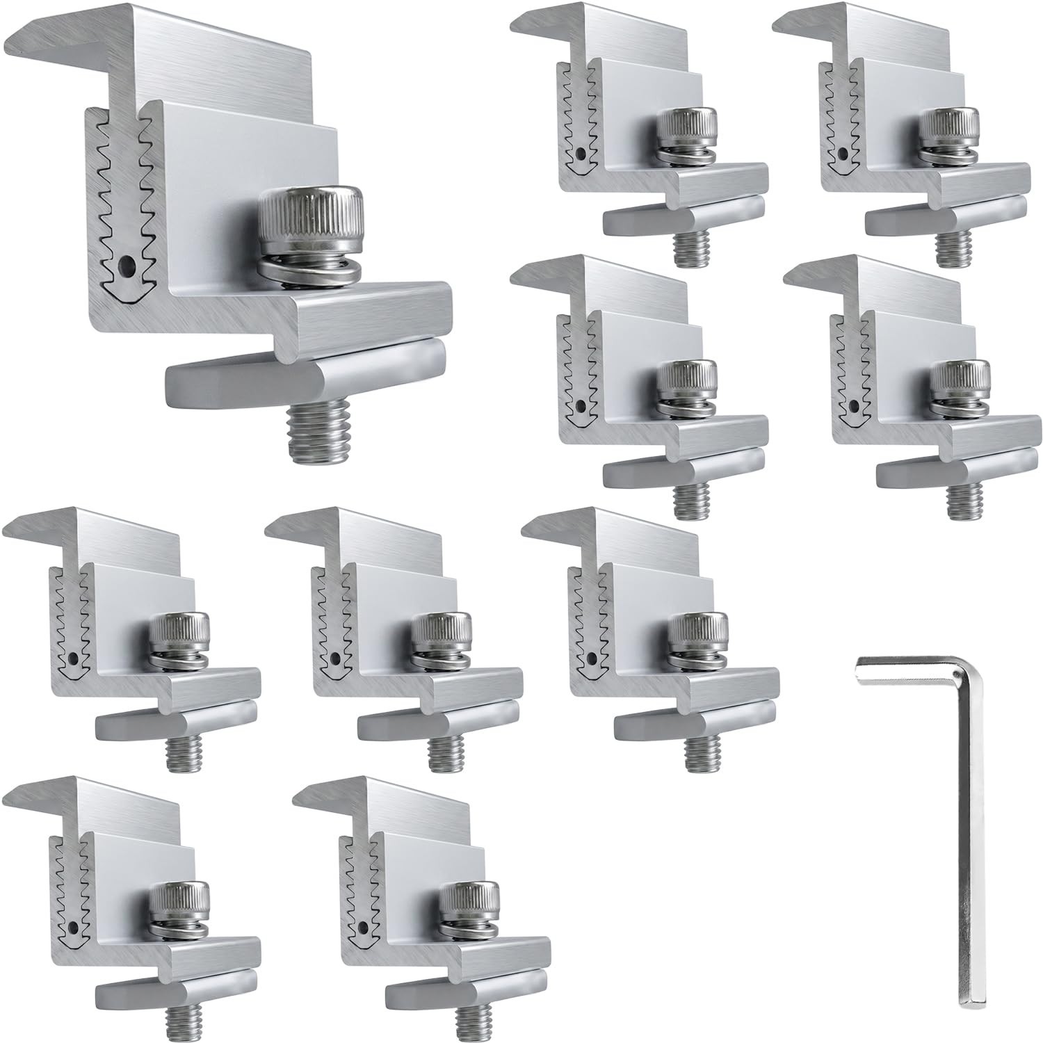 Adjustable Solar Panel End Clamps 10-Pack – Heavy-Duty Aluminum Mounting Bracket