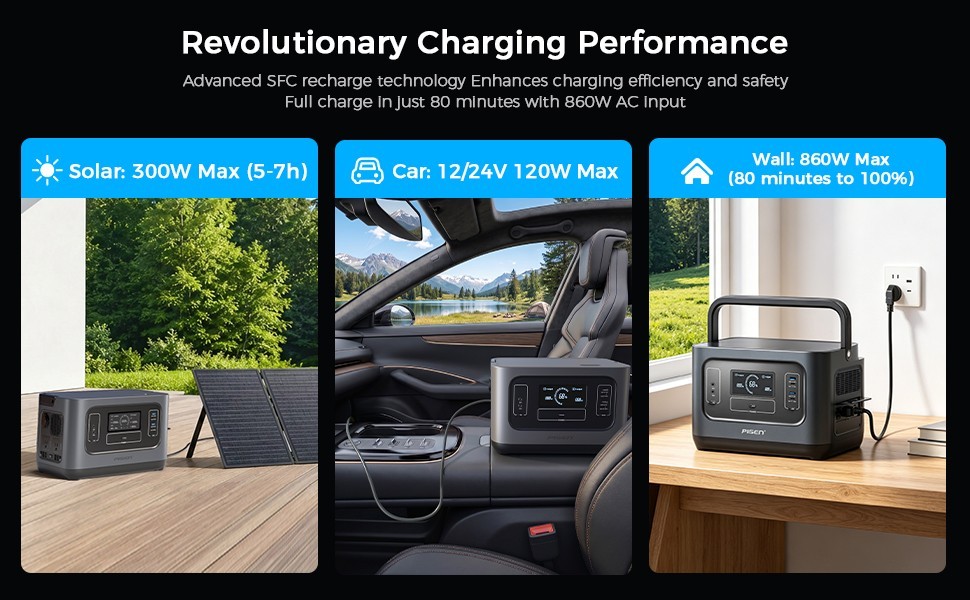 PISEN 1000W Portable Power Station 1008Wh LiFePO4 Battery Backup