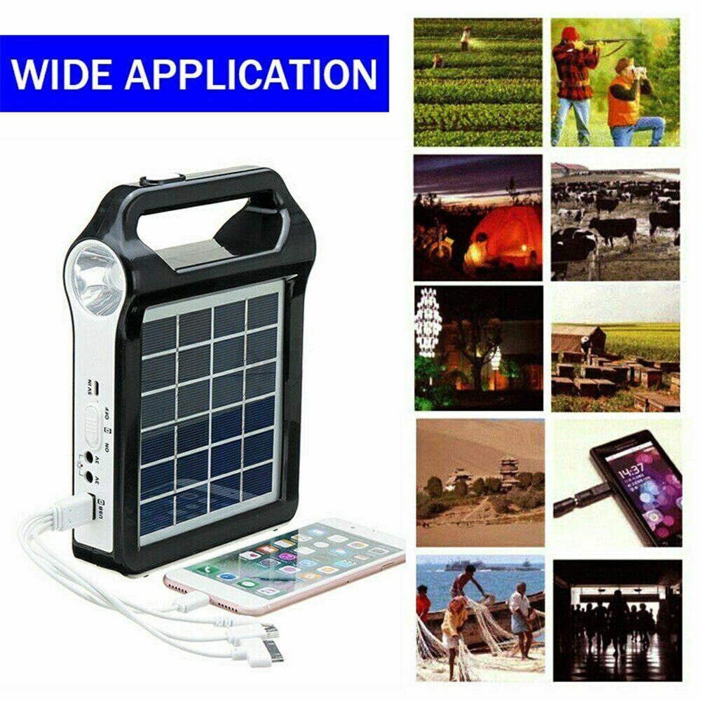 Portable Solar Generator USB Charger 6V 2W Power Storage System with Flashlight