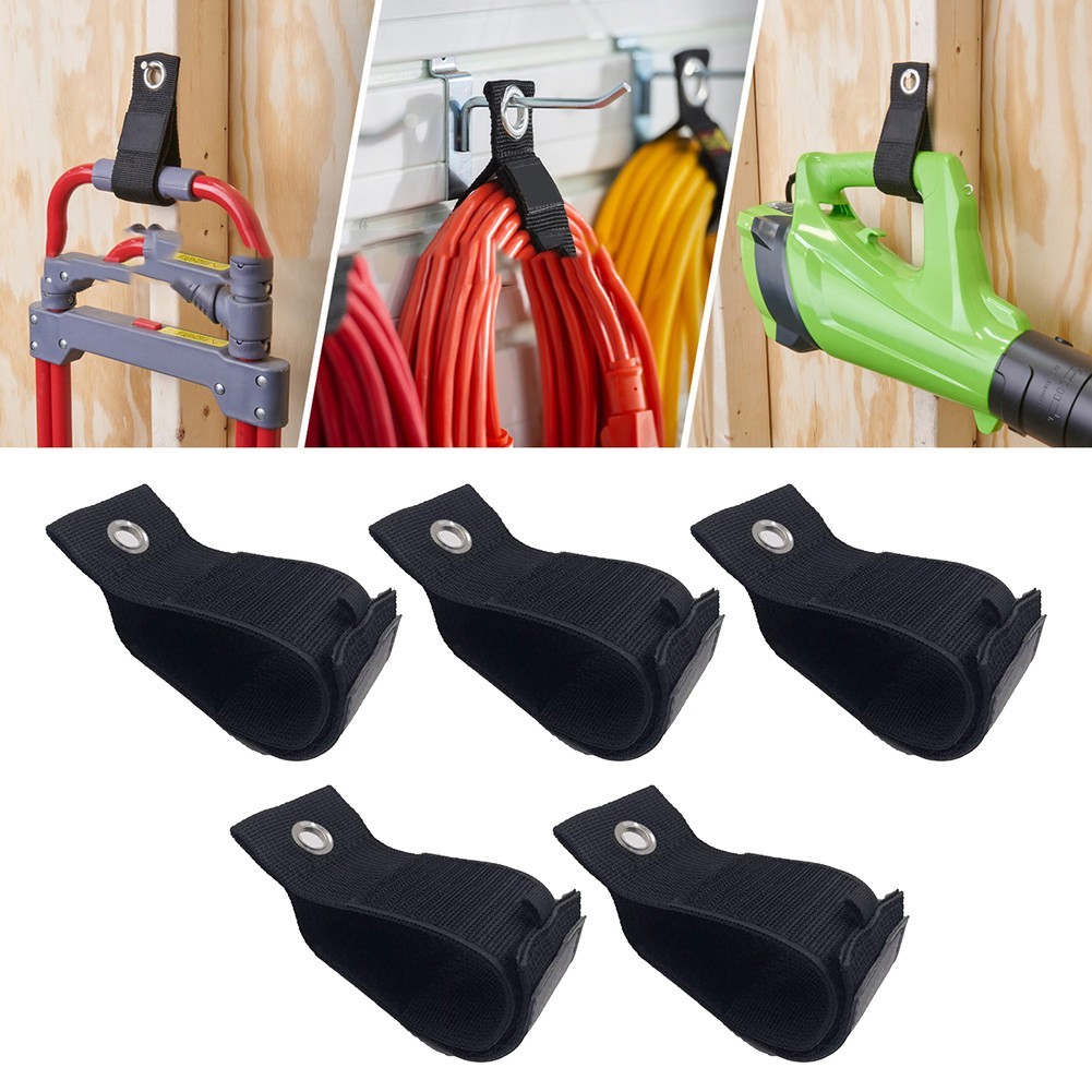 Set of 5 Black Storage Straps for Securing Cables in For Trucks Boats RVs