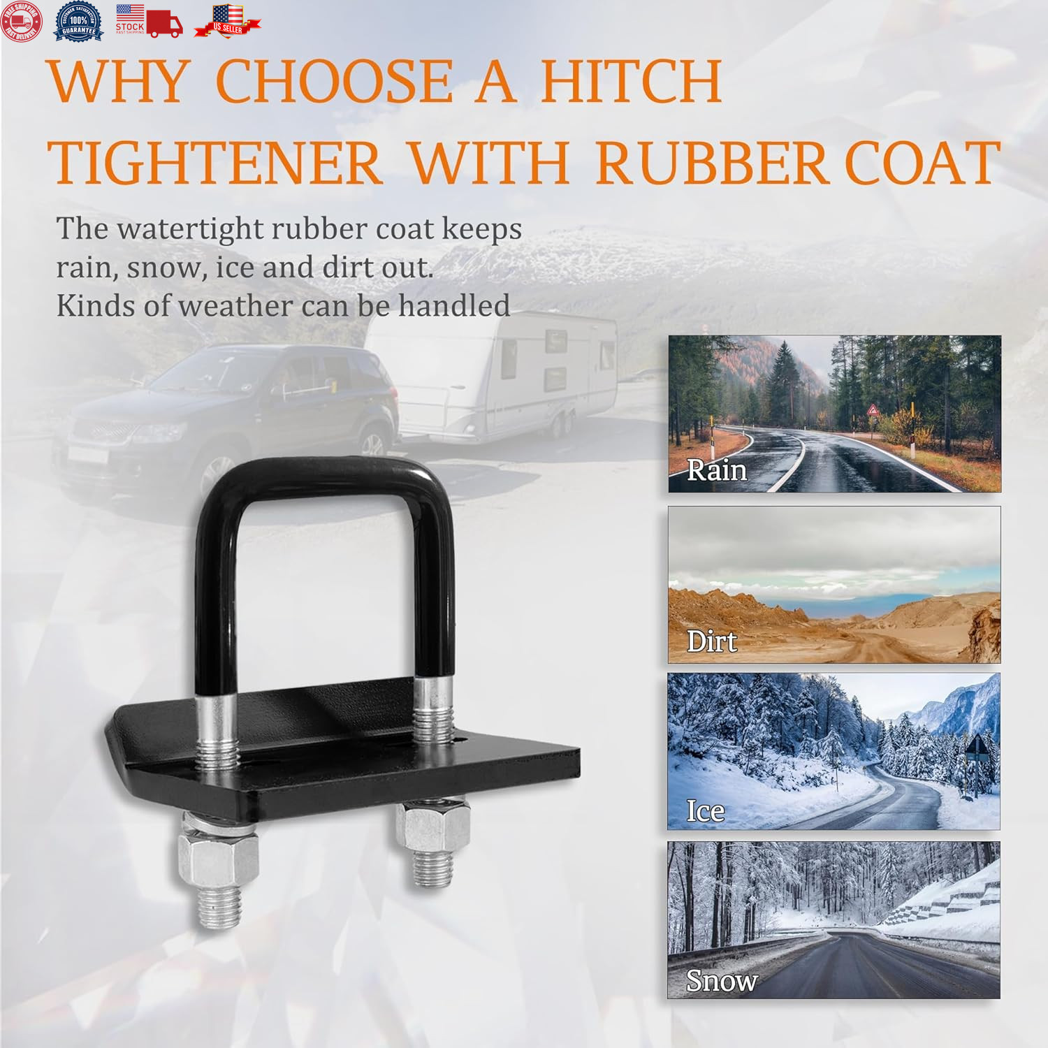 2″ TRAILER LOCK DOWN HITCH TIGHTENER Stabilizer Heavy Duty Anti Rattle Tow Clam
