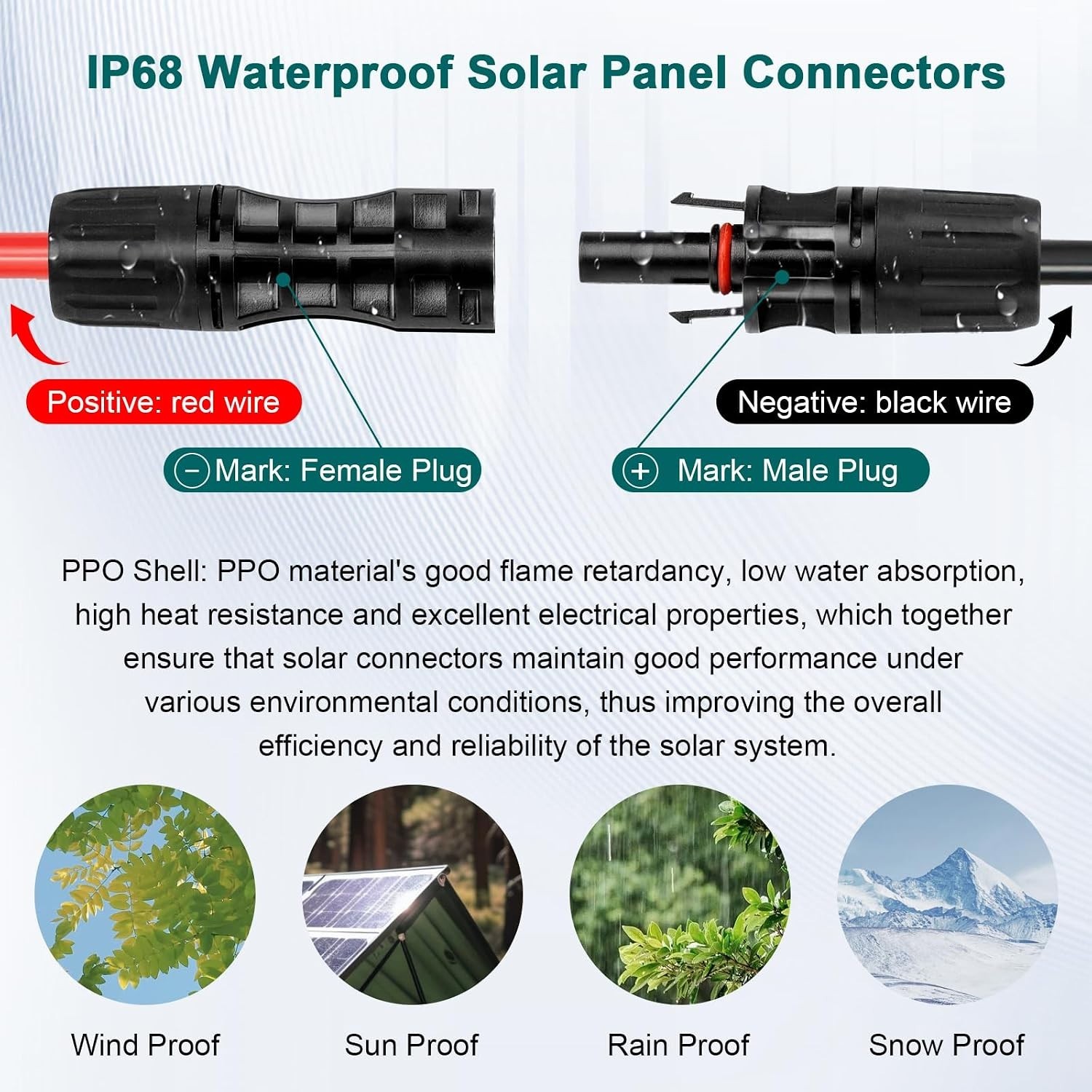 High-Quality 50FT 8AWG Solar Extension Cable – Double Insulation & Rated