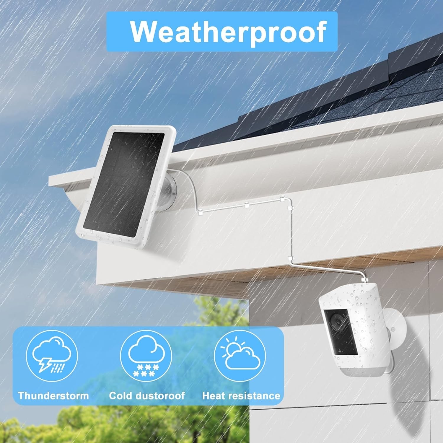 5W Solar Panel Charger for Ring Camera, Compatible with Ring Stick up Cam/Pro Ba