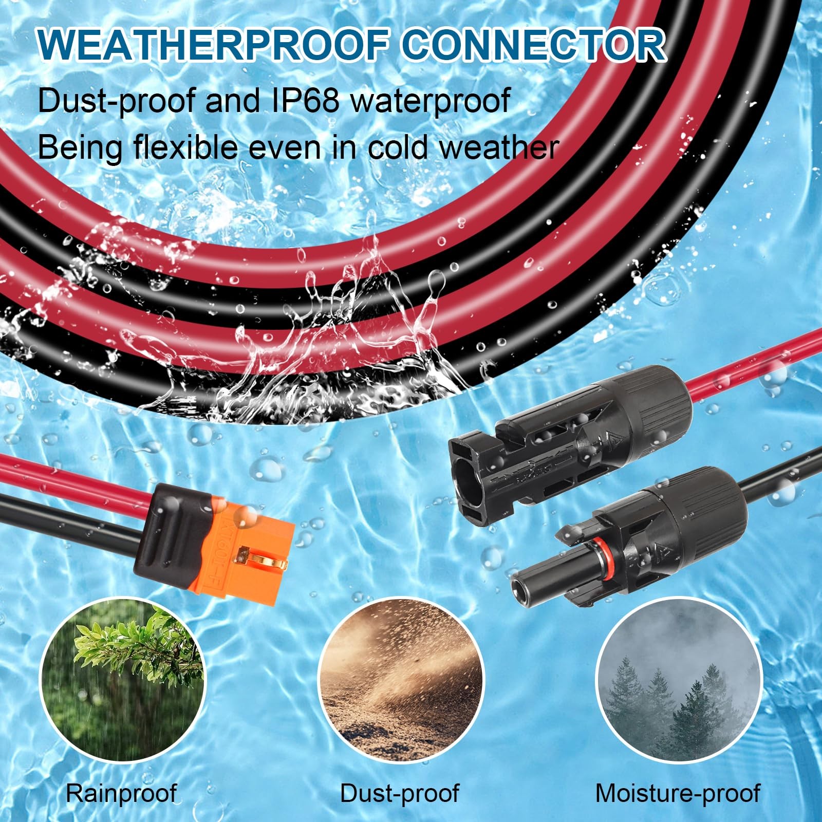 Solar to XT60i Cable 10AWG 50FT Solar Panel to XT60i Adapter Connector XT60i-…