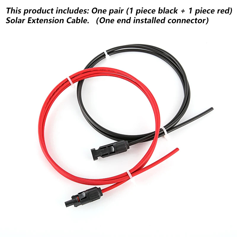 1 Pair PV Cable 2.5/4/6mm² 10-14AWG Black Red Wire with Connector Ends For Solar