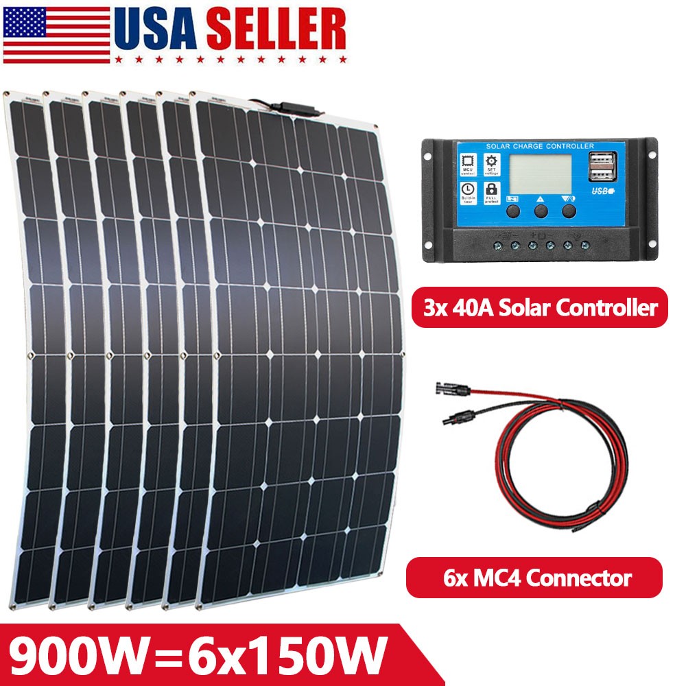 Flexible Solar Panel 450W 12V Bendable Mono Power Camping Home RV Battery Charge