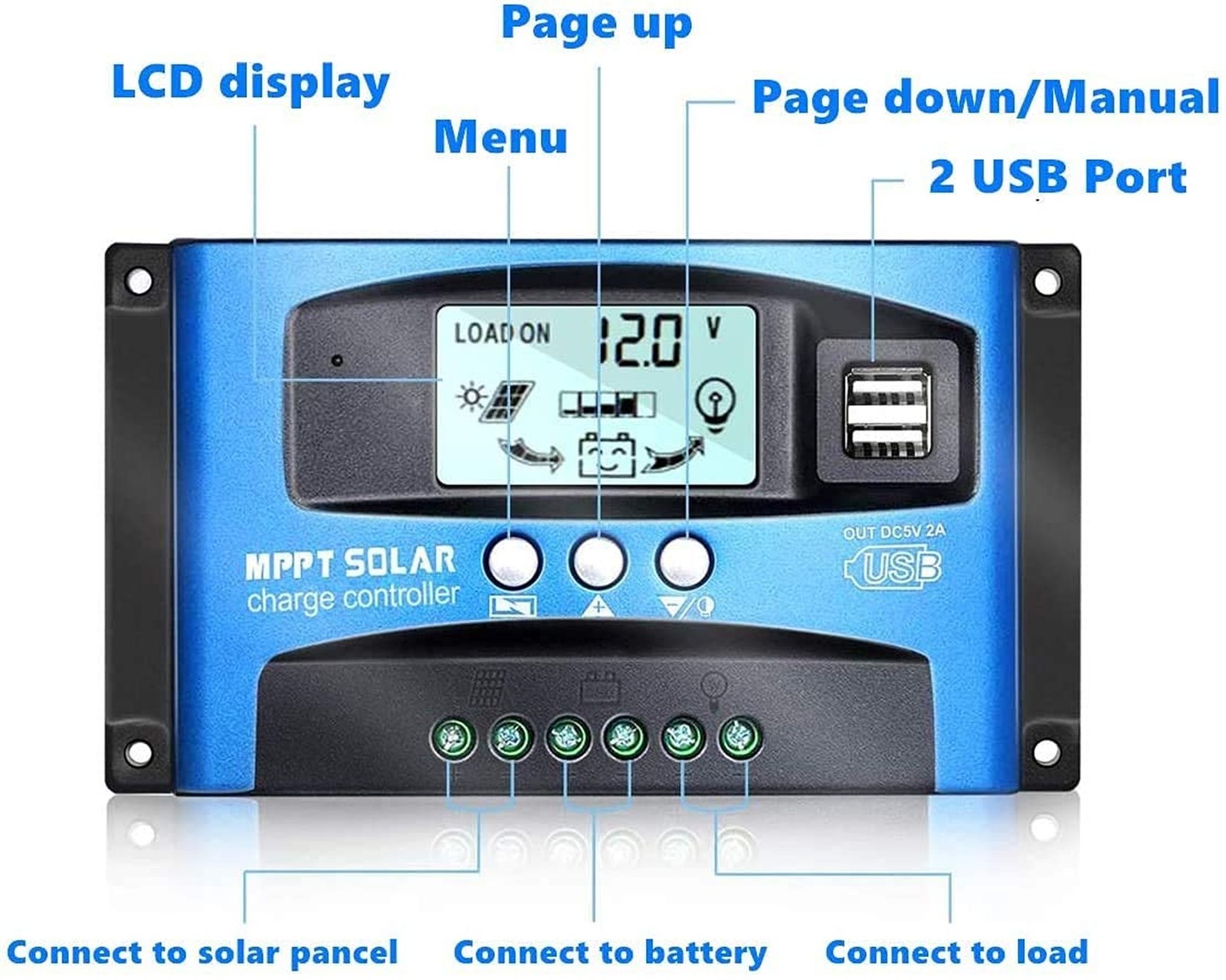 MPPT 60A 12V/24V Auto Focus Tracking Solar Panel Charge Controller Regulator …