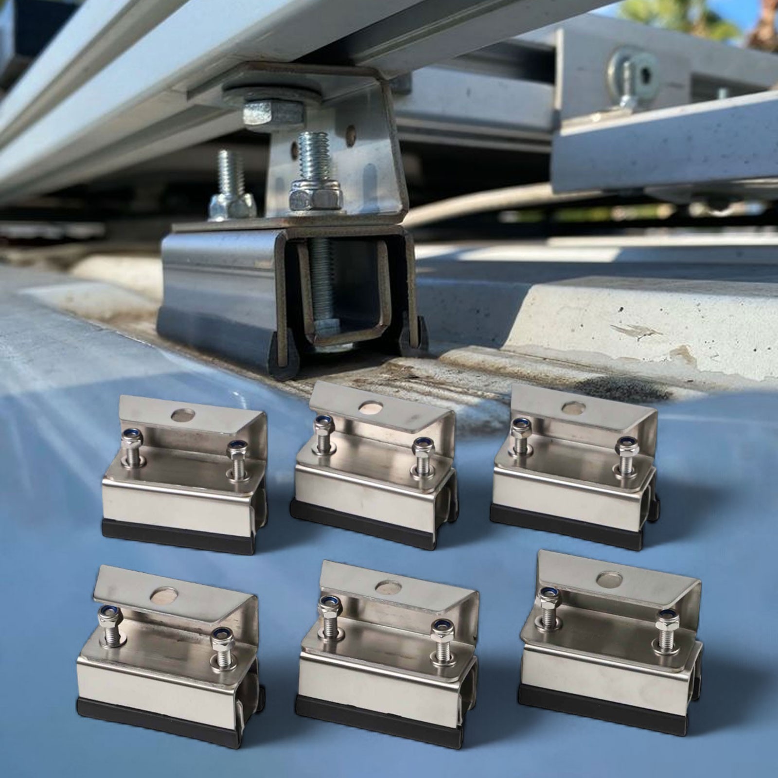 6pcs Photovoltaic Accessories Bracket Set for RV and Yacht Roof Box Stability