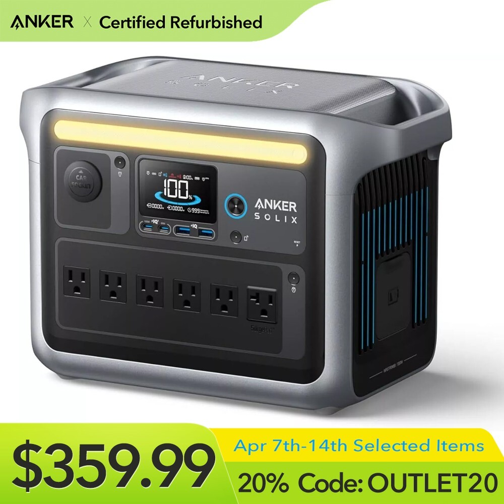 Anker SOLIX C1000 Portable Power Station 1800W Solar Generator Battery|Refurbish