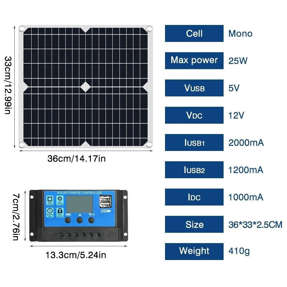 200 Watts Solar Panel Kit 100A 12V Battery Charger w/ Controller Caravan Boat RV