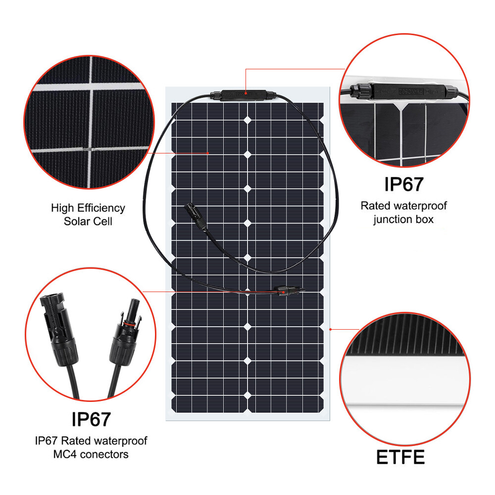 200W Watt Flexible 18V Mono Solar Panel Home RV Rooftop Camping Off-Grid Power