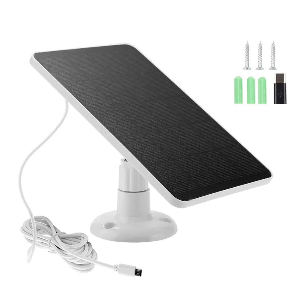 4W 5V Solar Panel for Outdoor Camera Security Micro USB Type C Battery Charger