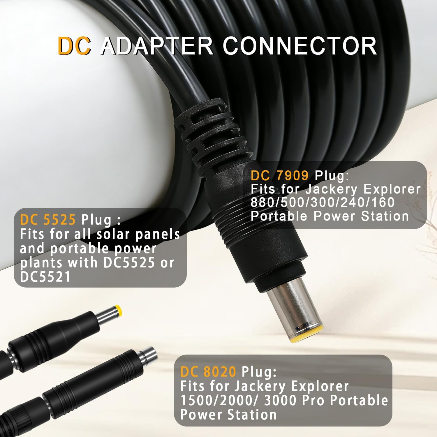16.4FT/5M Solar Panel Adapter for Jackery, Compatible with MC-4 to DC 8Mm Extens