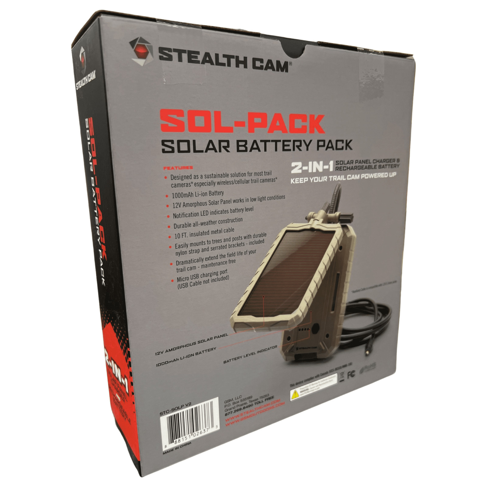 Durable Sol-Pak Solar Battery Pack 12V Solar Power Panel Rechargeable Battery