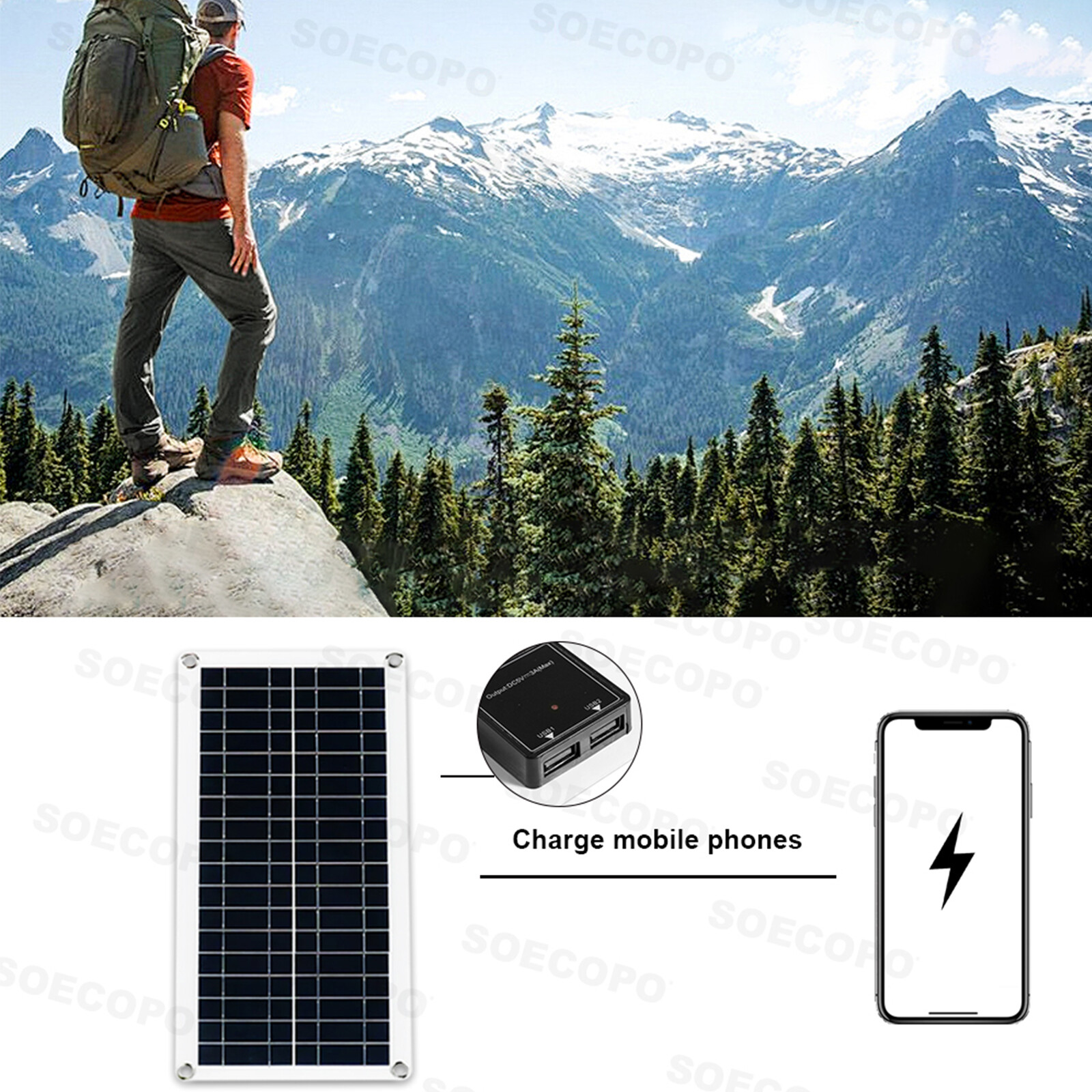 6000W 100A 110V Solar Panel Kit Complete Solar Power Generator Home Grid System