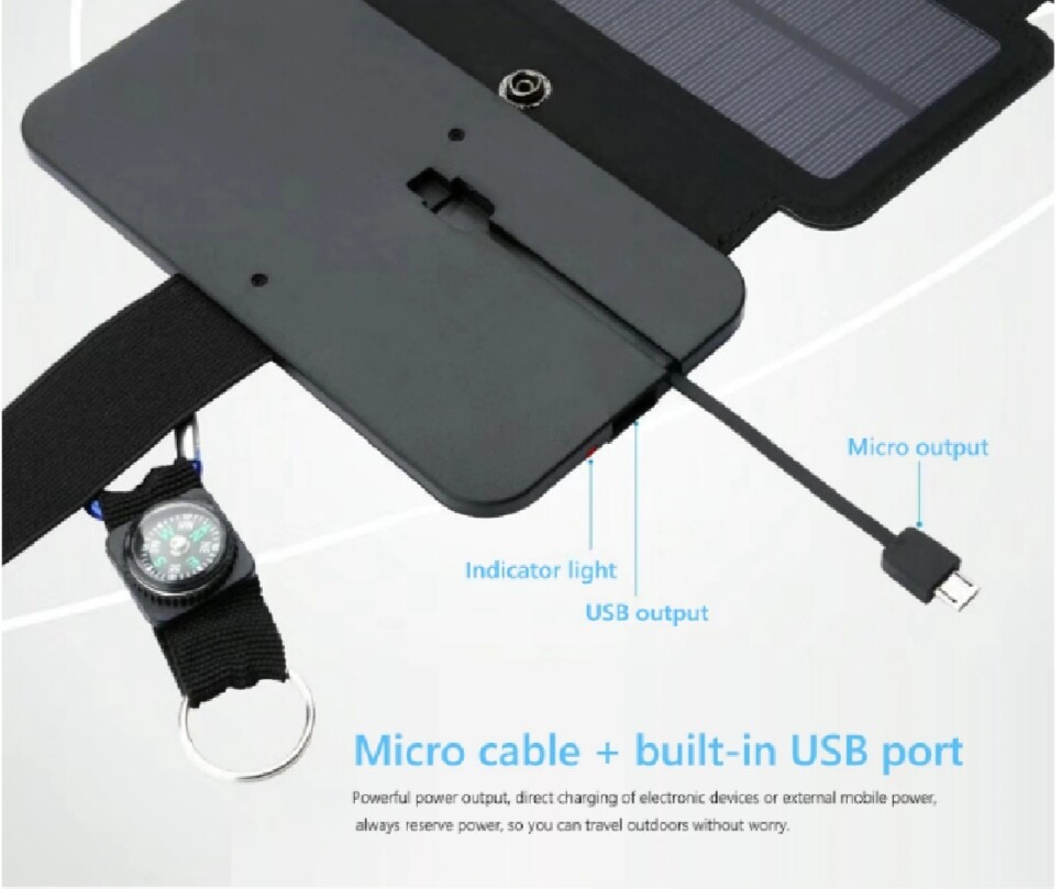 20W 5V Protable Solar 5-Panel USB Battery Charger Power Bank Outdoor Camping