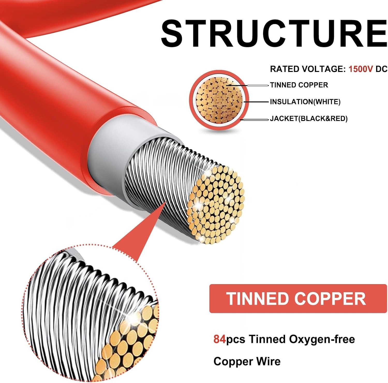 Durable 20FT Solar Connector Cable – 10AWG Gauge, UV Resistant & Certified