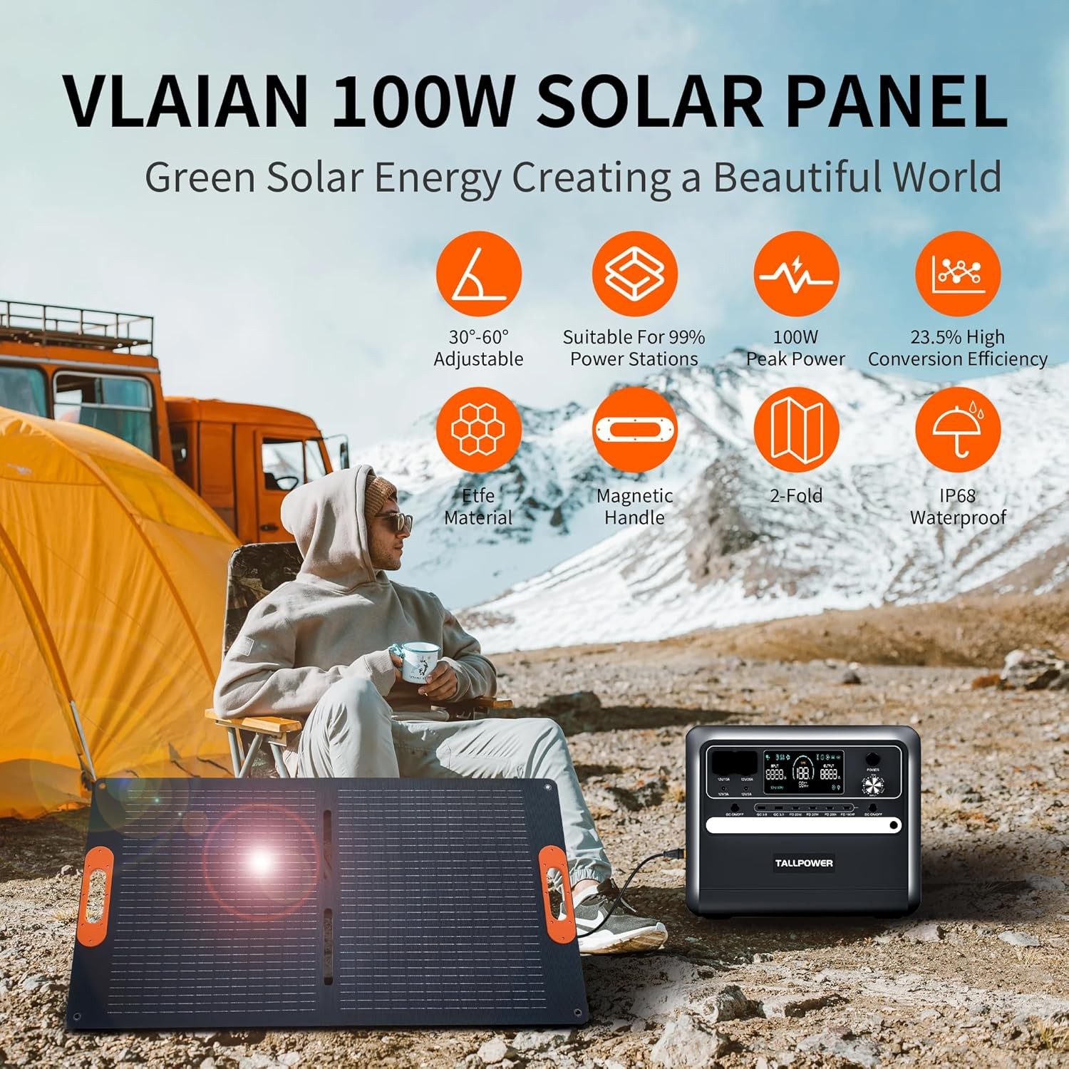 100W Portable Solar Panel Foldable MC4 Output for Power Station