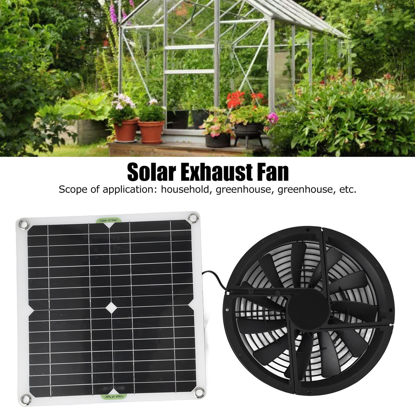 Solar Panel Fan Complete Mount Kit Energy Saving Air Circulation Vent Fan