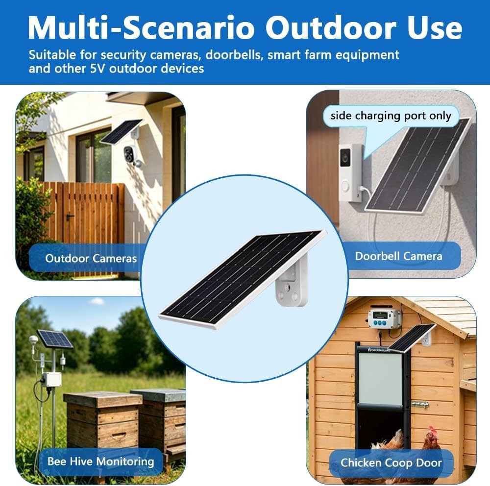 3W USB-C Eco-Friendly Solar Panel for Outdoor Security Cameras – Waterproof