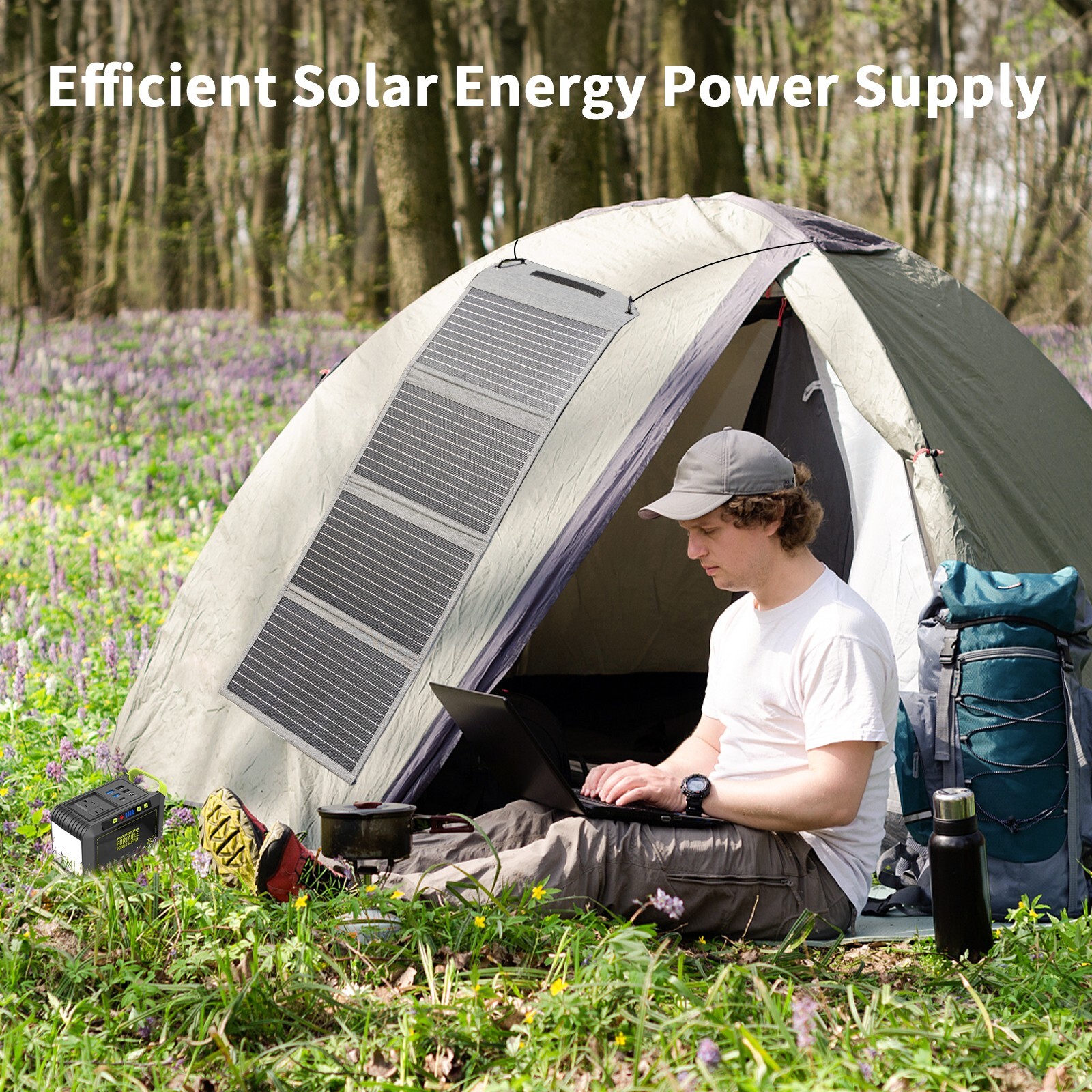 40W Foldable Solar Panel Portable Solar Charger USB Port Solar Cable Adapter Kit