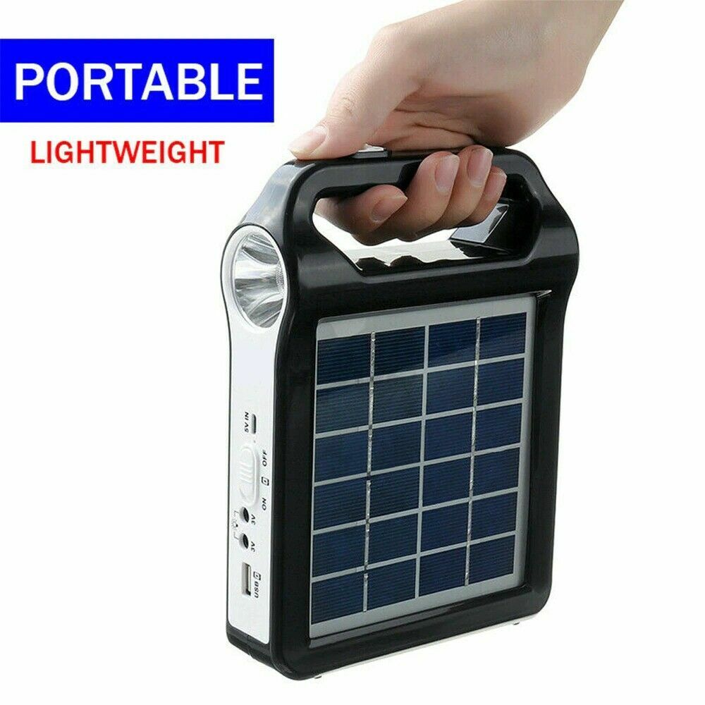 Portable Solar Generator USB Charger 6V 2W Power Storage System with Flashlight