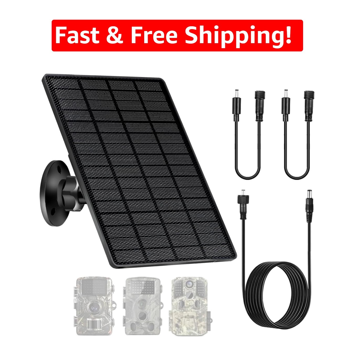 Durable 6W Solar Panel for Trail Camera – 360° Bracket & Rechargeable Battery