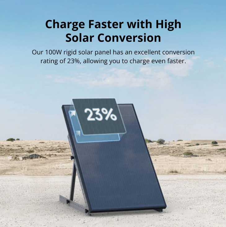 Set of 2 Panels – EcoFlow 100W Rigid Solar Panel IP68 Weatherproof Outdoor Power