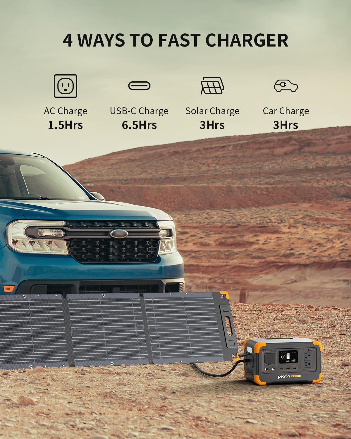 PECRON Portable Power Station E300LFP, 288Wh Solar Generator, 2 Up to 600W AC…