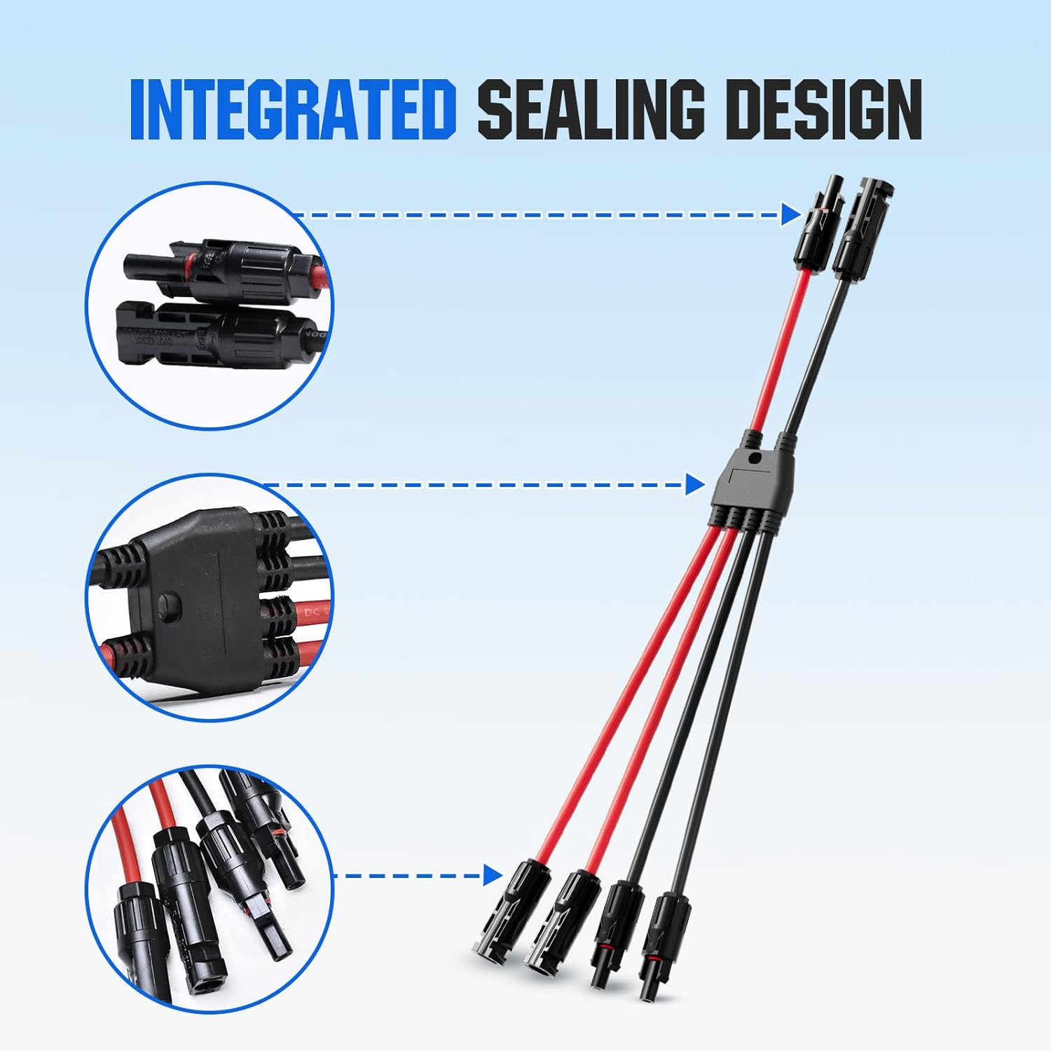 Integrated Solar Connector 2-4 Y Branch Parallel PV Adapter Cable Wire Plug Tool