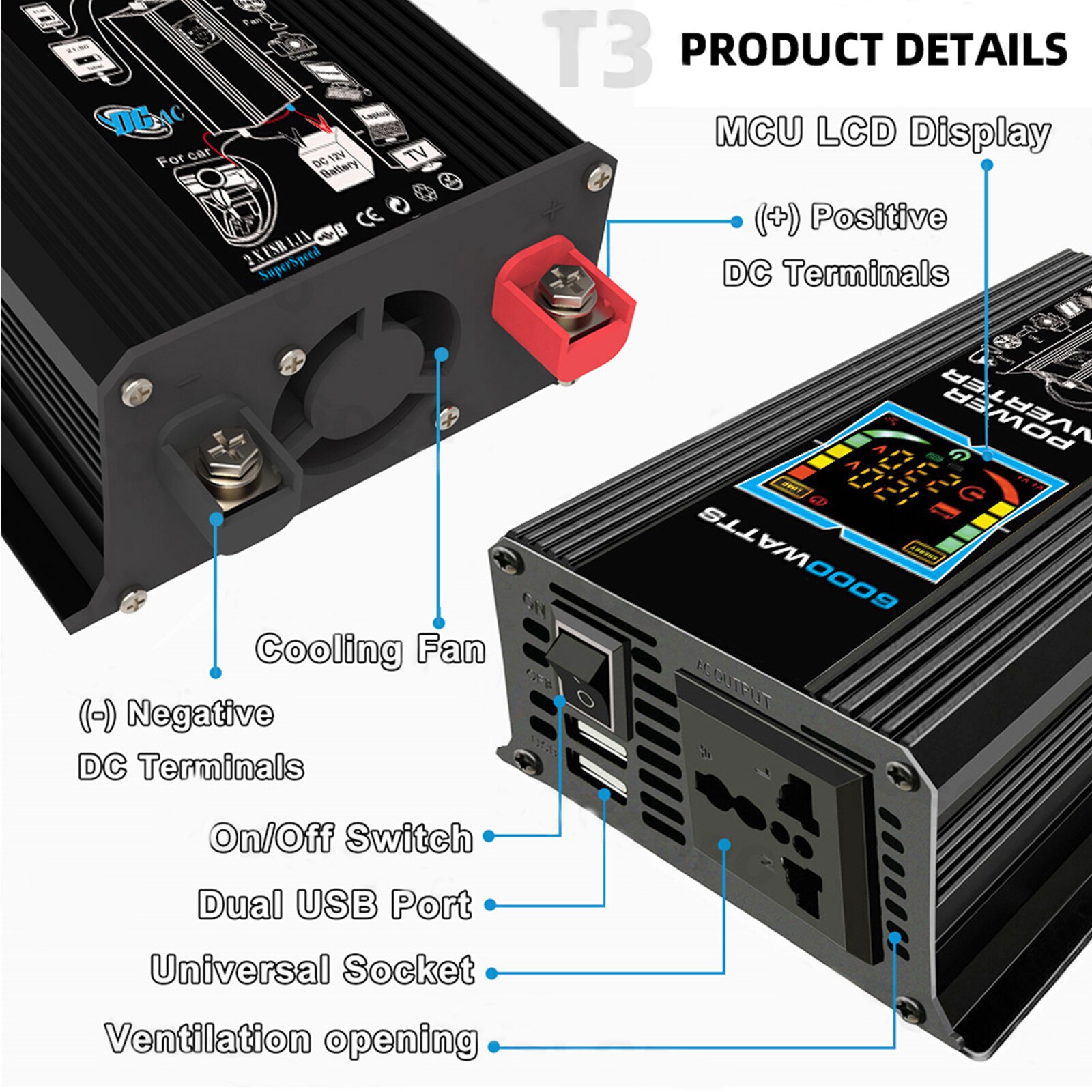 6000W Solar Panel Set Solar Power Inverter Generator 100A Home 110V Grid SysteME