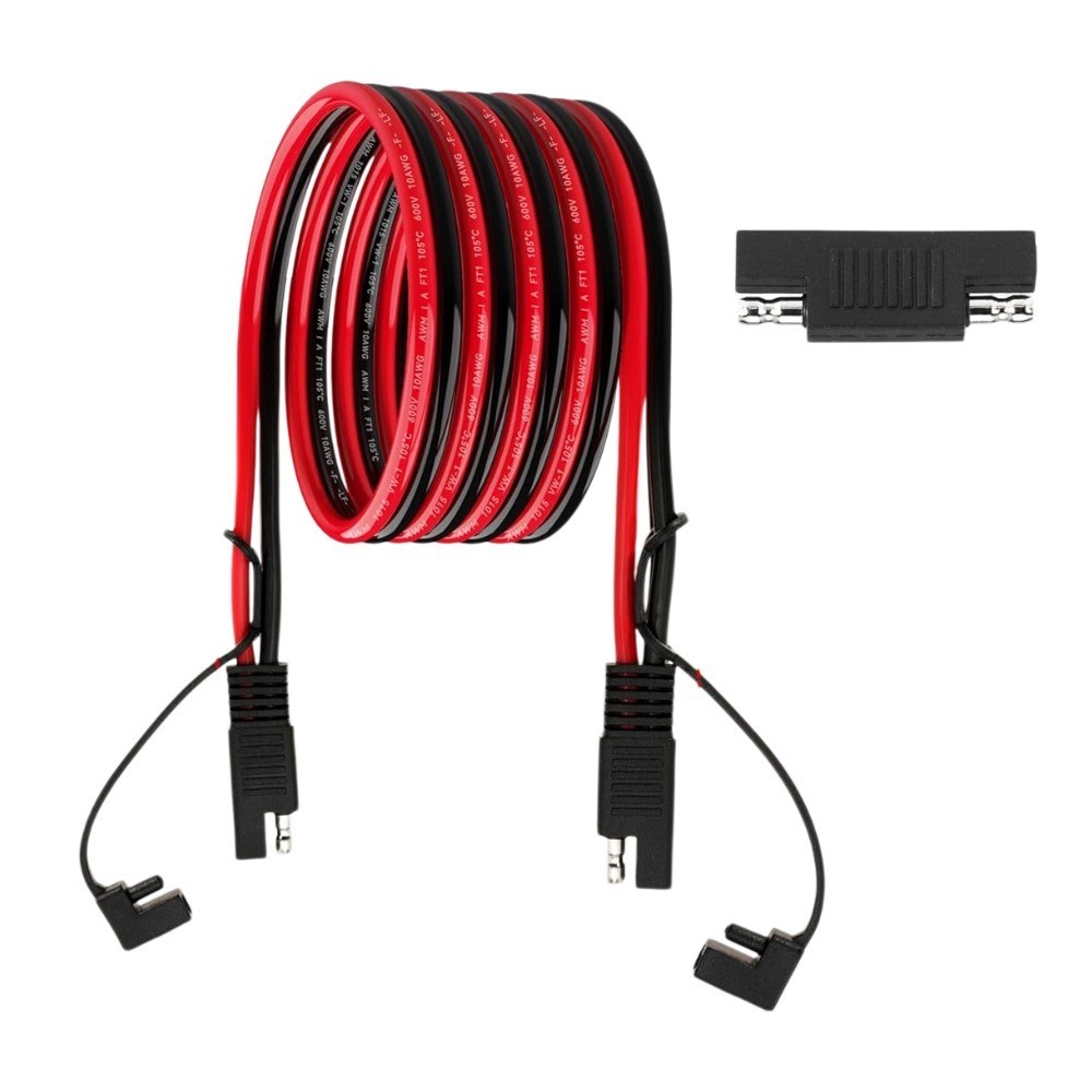 10FT SAE Extension Cable 10AWG with polarity Reverse Adapter for Solar Panel RV